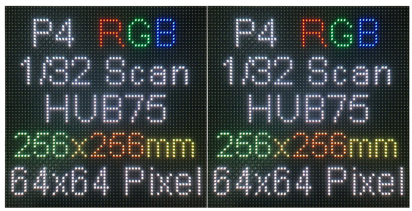 SIZE 1- Wi-Fi controlled Indoor digital scoreboard with 2 chained P4 64x64 pixels RGB LED matrix- 51.2cmx25.6cm / 20.16 in×10.08 in / 1.68 feet×0.84 feet