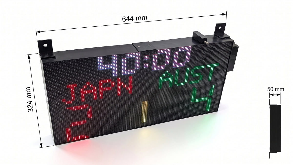 SIZE 4- Wi-Fi controlled Indoor digital scoreboard with 4 chained P5 64x32 pixels RGB LED matrix- 64 cm×32 cm / 25.2 inches×12.6 inches