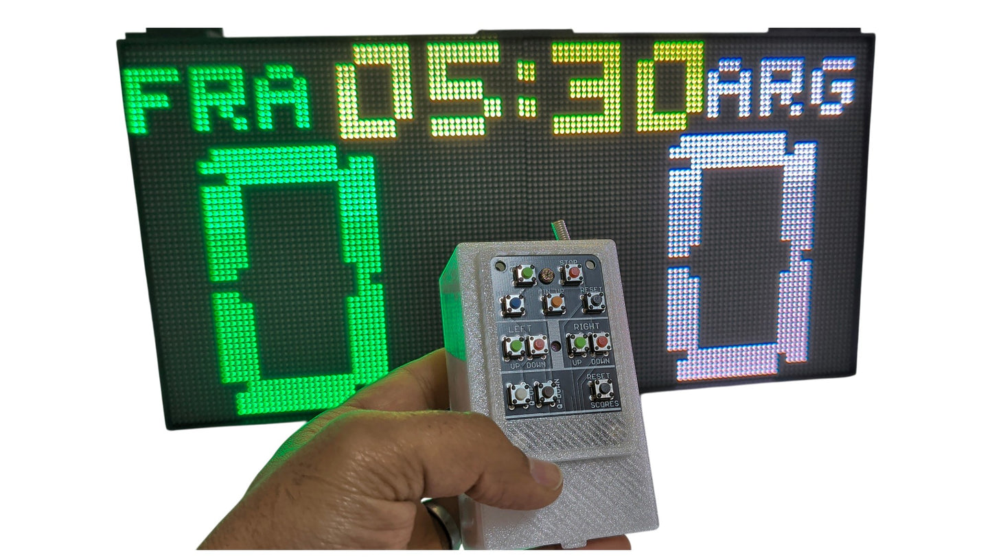 SIZE 3- Wi-Fi controlled Indoor digital scoreboard with 2 chained P3 64x64 pixels RGB LED matrix- 38.4cm x 19.2cm / 15.12 inches ×7.56 inches
