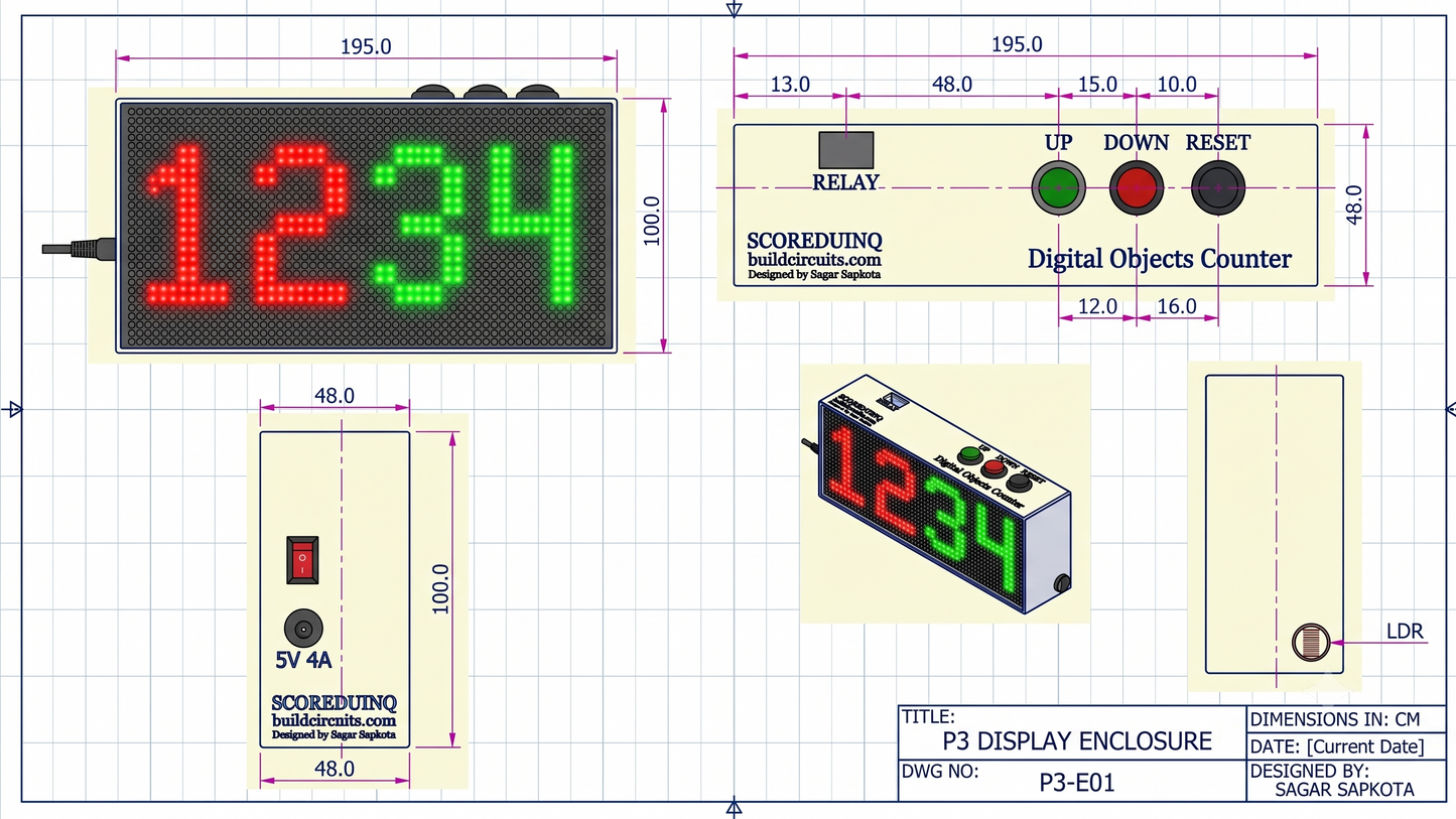 TYPE 3- ESP32 based 4 Digits Digital Objects Counter with Relay, 4 Channels RF remote control, WiFi Support