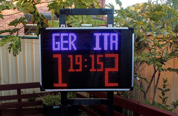 DIY Soccer Scoreboard using SCOREDUINO-DMD: Customizable, Indoor/Outdoor, and Bluetooth Controlled