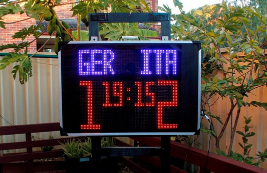 DIY Soccer Scoreboard using SCOREDUINO-DMD: Customizable, Indoor/Outdoor, and Bluetooth Controlled