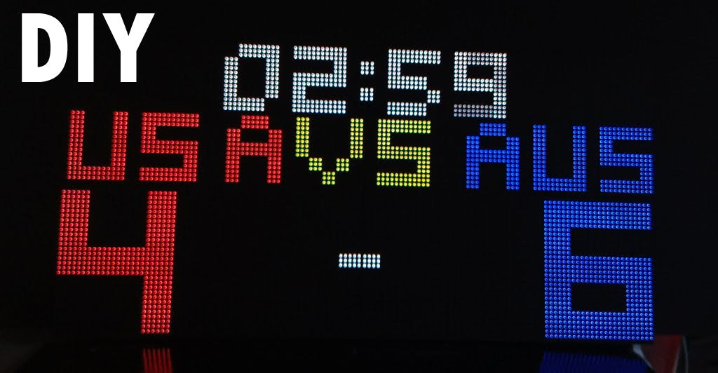 SIZE 4- Wi-Fi controlled Indoor digital scoreboard with 4 chained P5 64x32 pixels RGB LED matrix- 64 cm×32 cm / 25.2 inches×12.6 inches