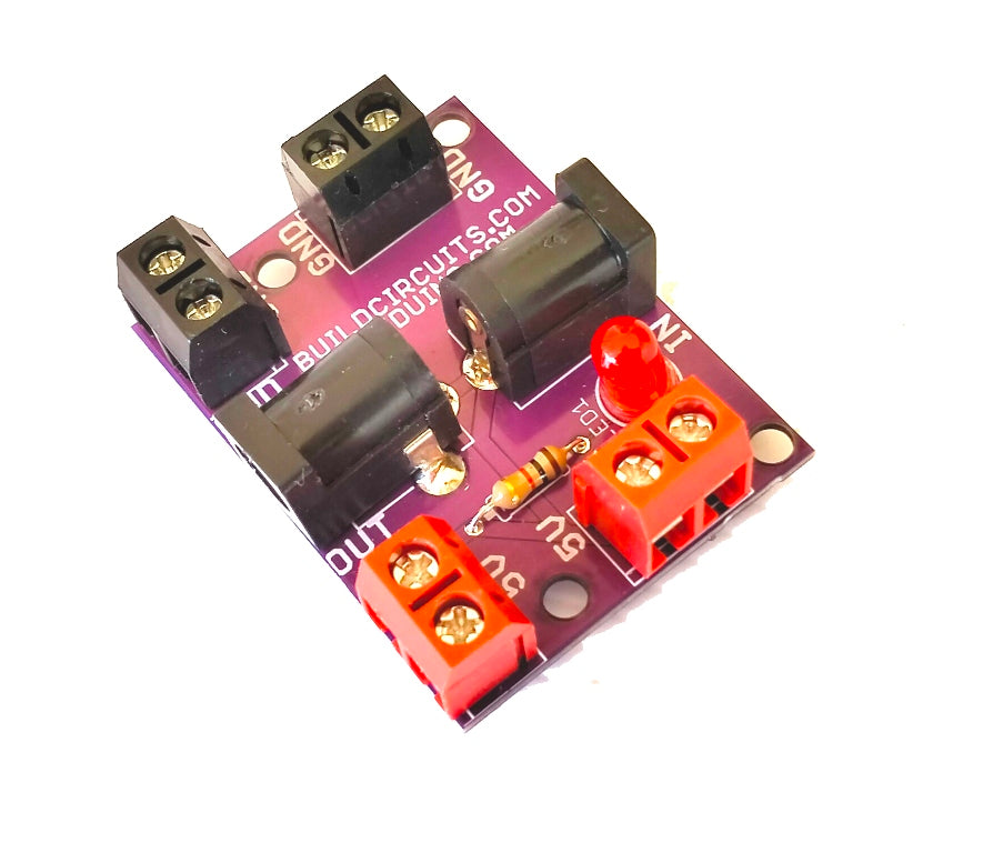 DC barrel to four screw terminals module