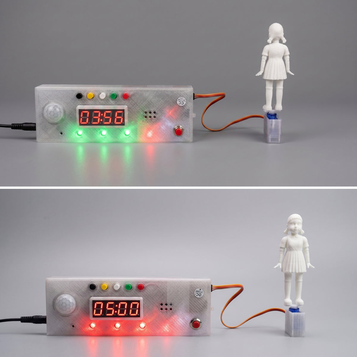 SQUID Game Timer with Doll and Sound- SQUIDUINO Red Light Green Light Interactive Toy + AU Stock