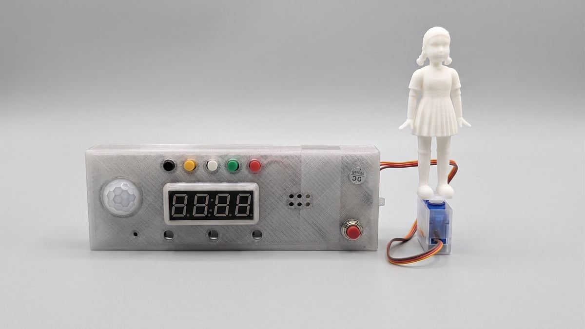 SQUID Game Timer with Doll and Sound- SQUIDUINO Red Light Green Light Interactive Toy + AU Stock