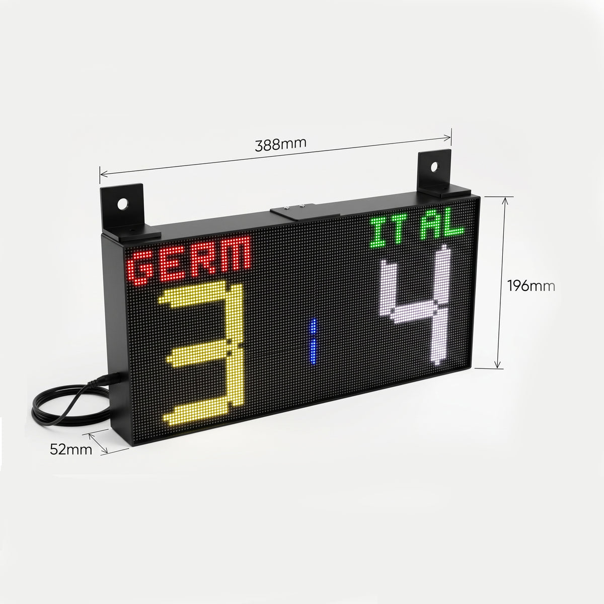 SIZE 3- Wi-Fi controlled Indoor digital scoreboard with 2 chained P3 64x64 pixels RGB LED matrix- 38.4cm x 19.2cm / 15.12 inches ×7.56 inches