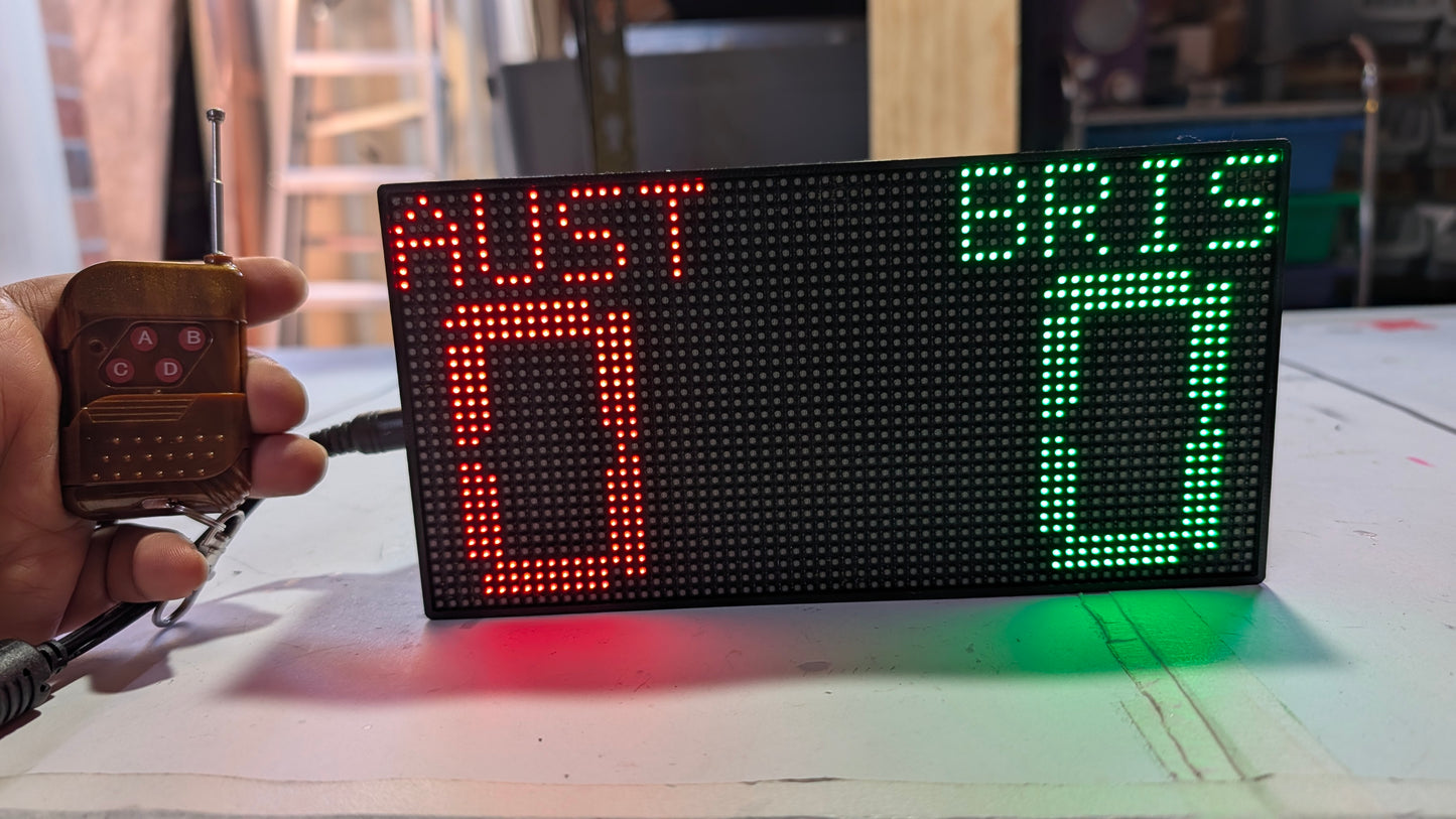 Double / Single Sided ESP32 RGB INDOOR Digital Scoreboard with ENCLOSURE- Shuffleboard Scoreboard