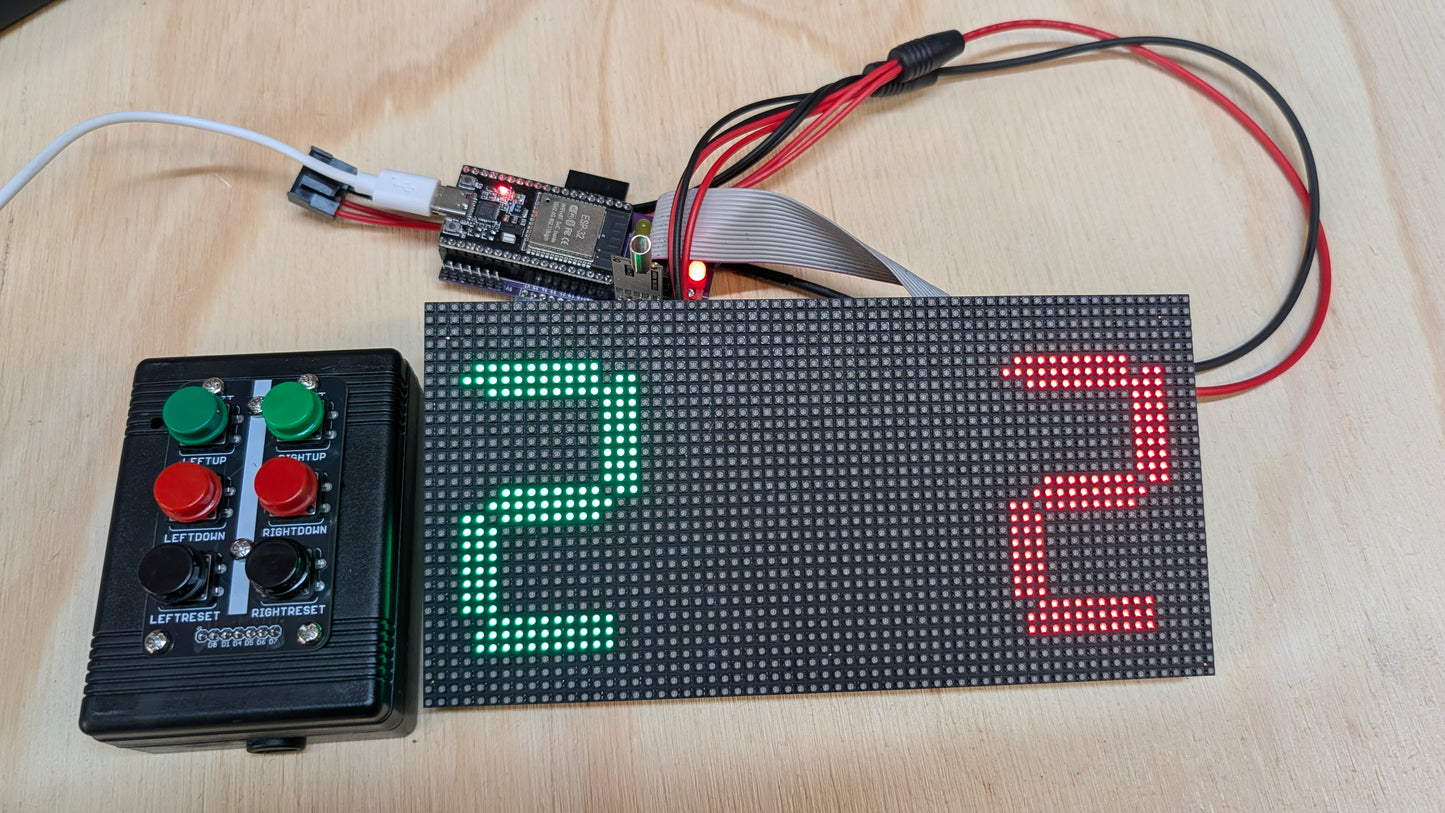 Double / Single Sided ESP32 RGB INDOOR Digital Scoreboard with ENCLOSURE- Shuffleboard Scoreboard