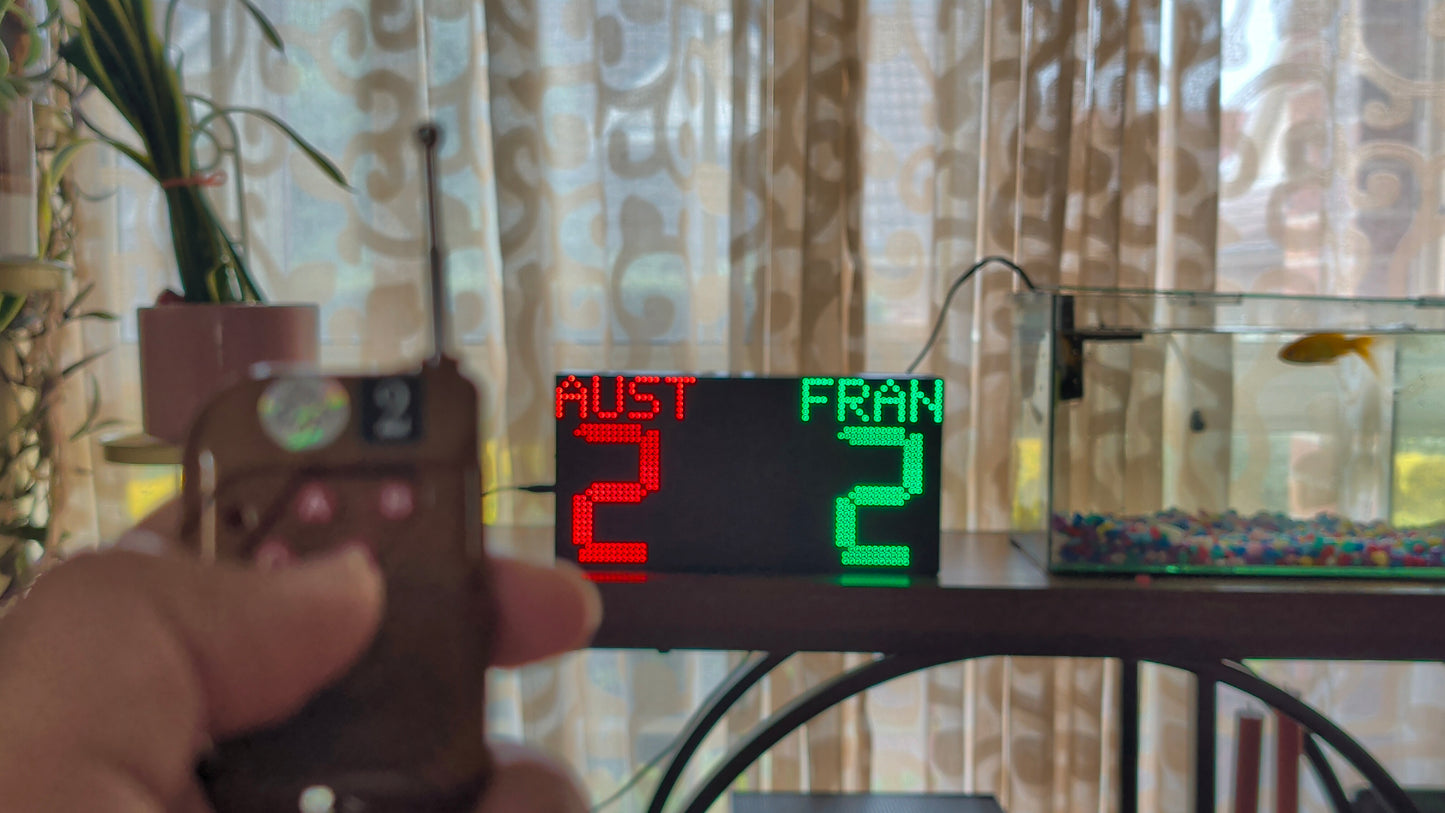 SIZE 7- Wi-Fi controlled Indoor digital scoreboard with P5 64x32 pixels RGB LED matrix- 32cmx16cm / 12.6in x 6.3in / 1.05ft x 0.52ft