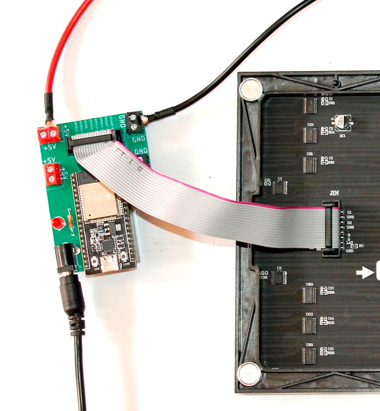 SIZE 7- Wi-Fi controlled Indoor digital scoreboard with P5 64x32 pixels RGB LED matrix- 32cmx16cm / 12.6in x 6.3in / 1.05ft x 0.52ft