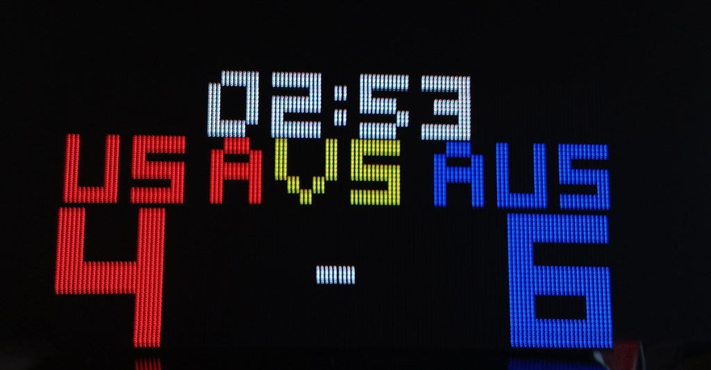 SIZE 4- Wi-Fi controlled Indoor digital scoreboard with 4 chained P5  64x32 pixels RGB LED matrix- 64 cm×32 cm /  25.2 inches×12.6 inches