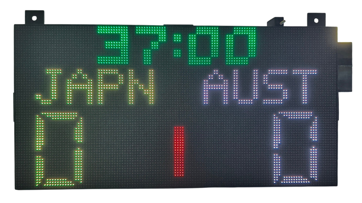 SIZE 4- Wi-Fi controlled Indoor digital scoreboard with 4 chained P5 64x32 pixels RGB LED matrix- 64 cm×32 cm / 25.2 inches×12.6 inches