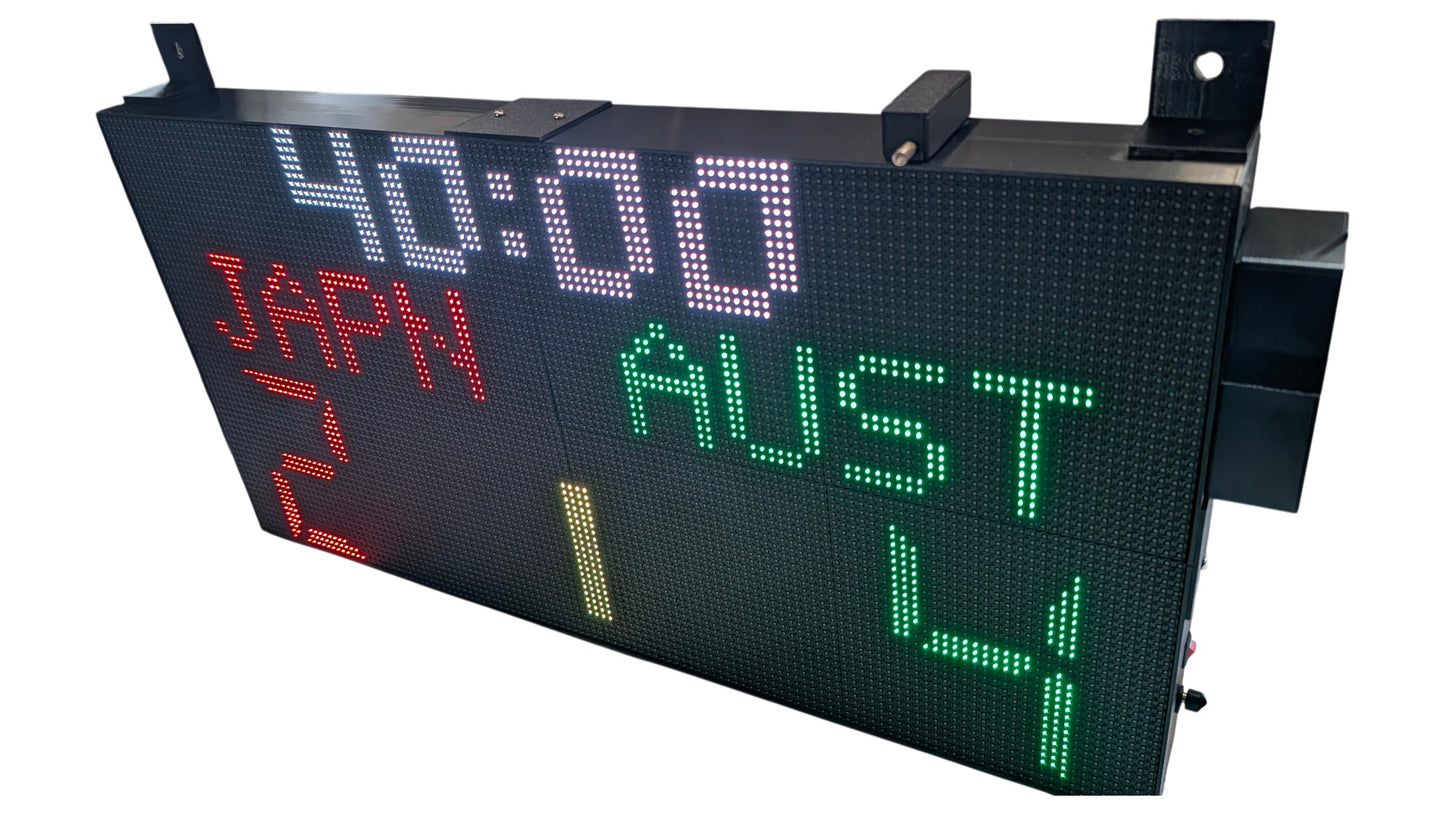 SIZE 4- Wi-Fi controlled Indoor digital scoreboard with 4 chained P5 64x32 pixels RGB LED matrix- 64 cm×32 cm / 25.2 inches×12.6 inches