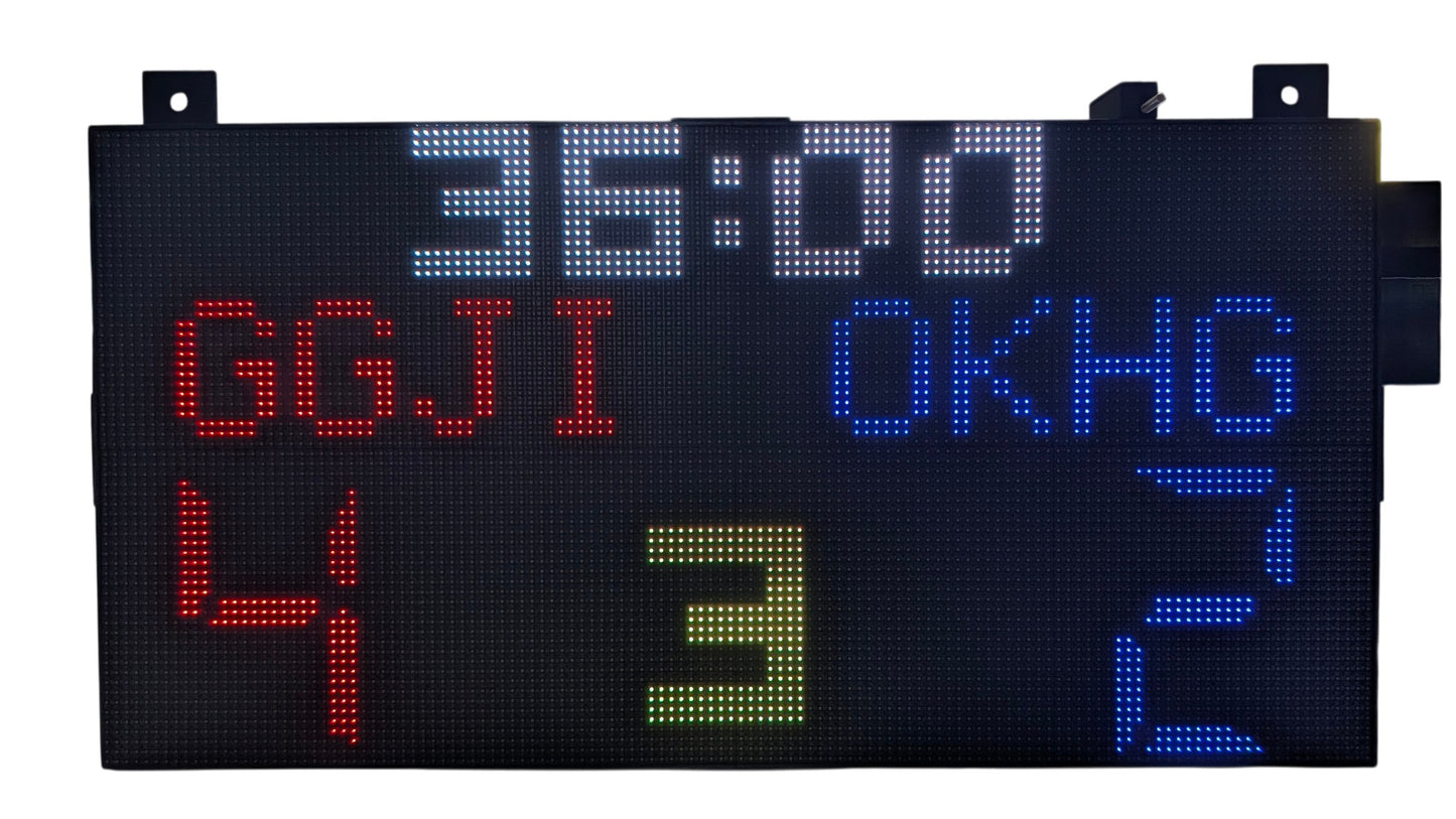 SIZE 4- Wi-Fi controlled Indoor digital scoreboard with 4 chained P5 64x32 pixels RGB LED matrix- 64 cm×32 cm / 25.2 inches×12.6 inches