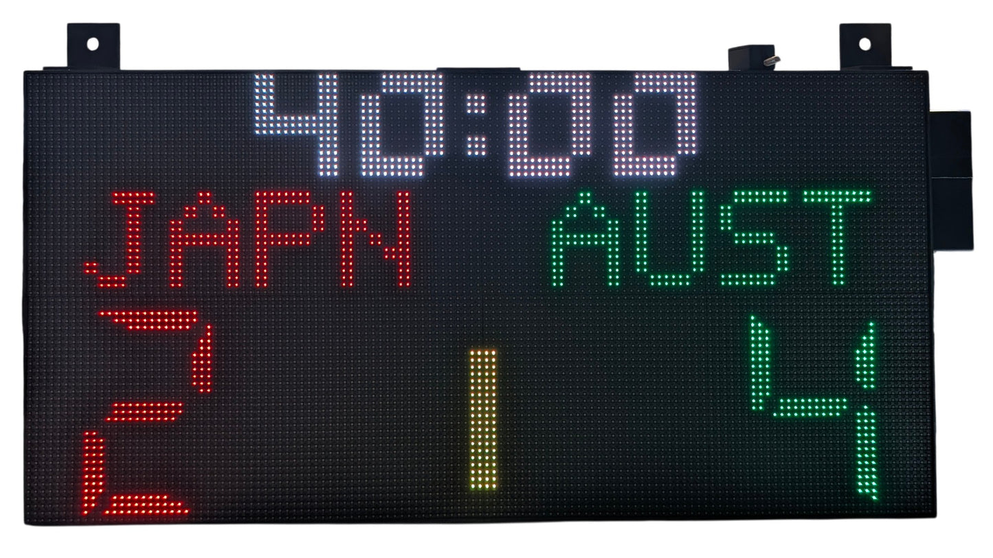 SIZE 4- Wi-Fi controlled Indoor digital scoreboard with 4 chained P5 64x32 pixels RGB LED matrix- 64 cm×32 cm / 25.2 inches×12.6 inches