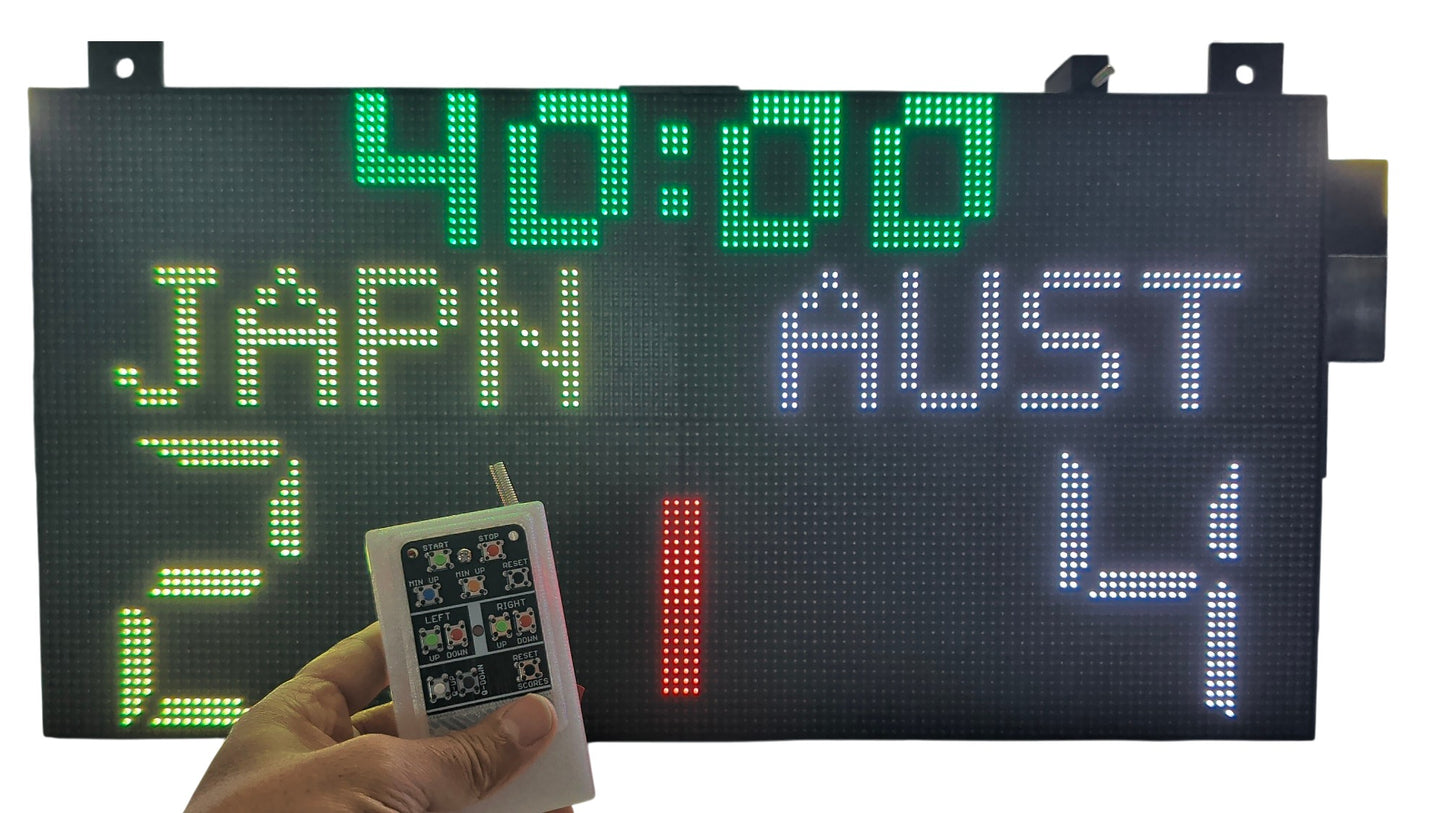 SIZE 4- Wi-Fi controlled Indoor digital scoreboard with 4 chained P5 64x32 pixels RGB LED matrix- 64 cm×32 cm / 25.2 inches×12.6 inches