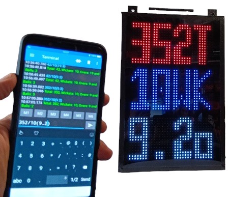 DIY Cricket Scoreboard with 3 color displays- 48cmx32cm