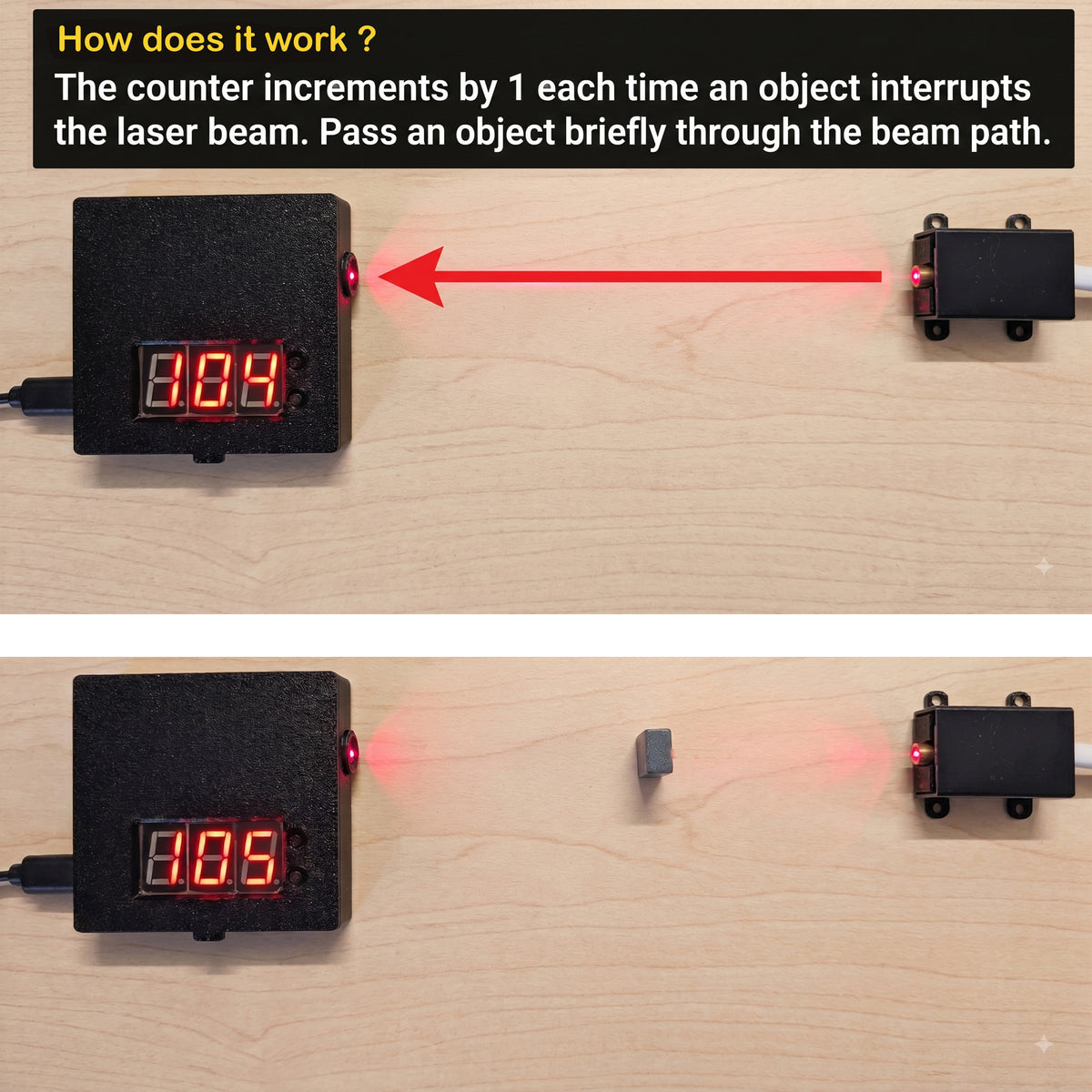 3 Digit Digital Objects Counter With Laser Module- FULLY ASSEMBLED