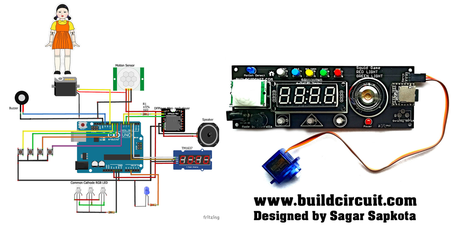 SQUIDUINO- Arduino based SQUID GAME- RED LIGHT GREEN LIGHT