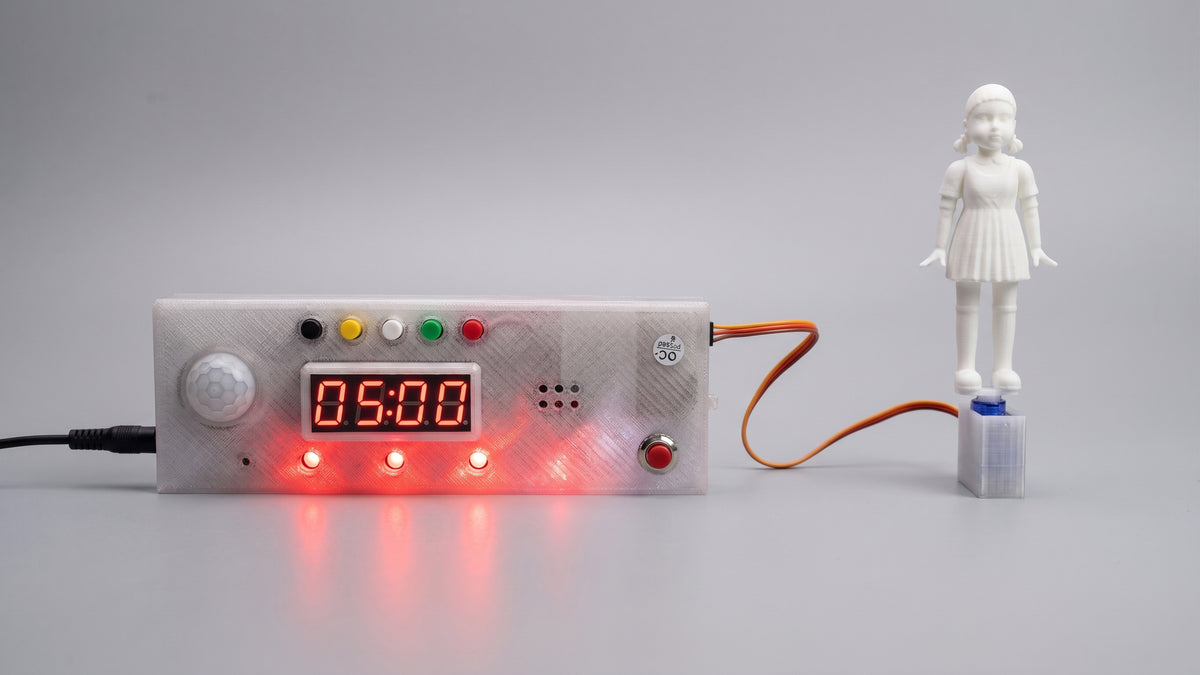 SQUID Game Timer with Doll and Sound- SQUIDUINO Red Light Green Light Interactive Toy + AU Stock