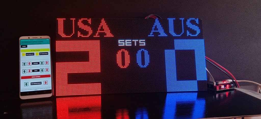 SIZE 3- Wi-Fi controlled Indoor digital scoreboard with 2 chained P3 64x64 pixels RGB LED matrix- 38.4cm x 19.2cm / 15.12 inches ×7.56 inches
