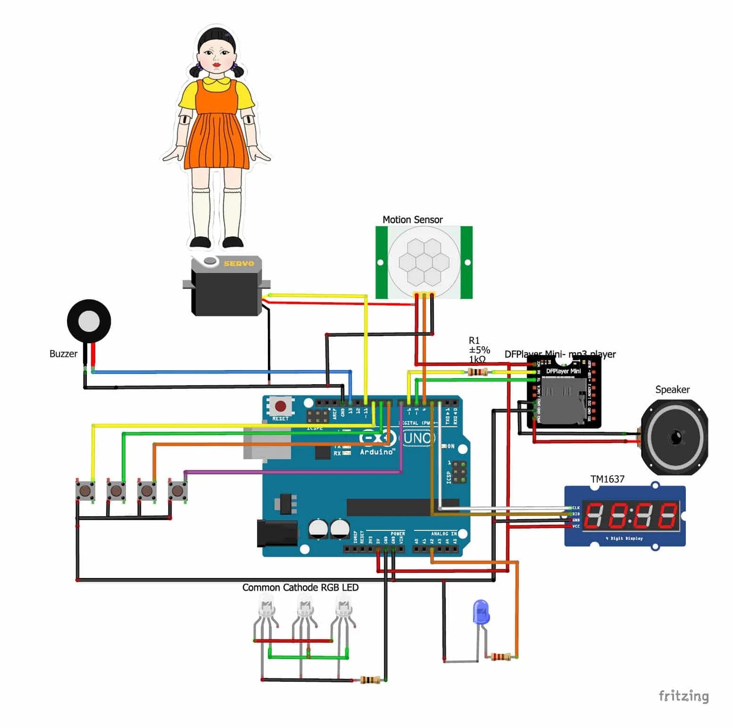 SQUIDUINO- Arduino based SQUID GAME- RED LIGHT GREEN LIGHT