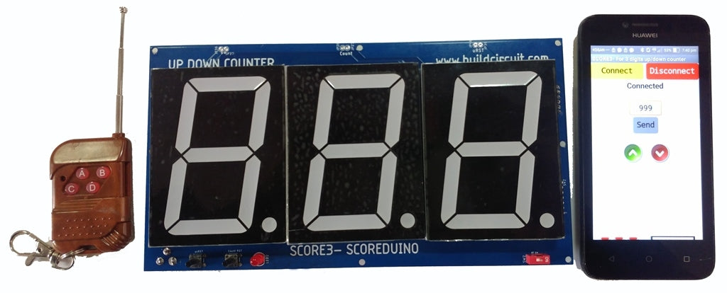 SCORE3B- 3" Bluetooth and RF controlled 3 digits up and down counter