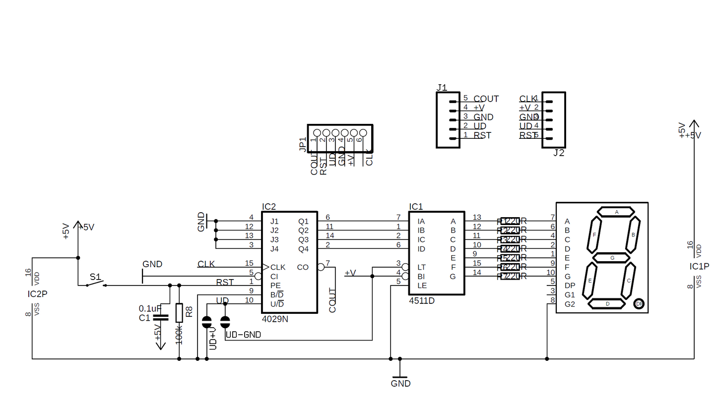 CD4029 based up and down counter for Arduino and NE555