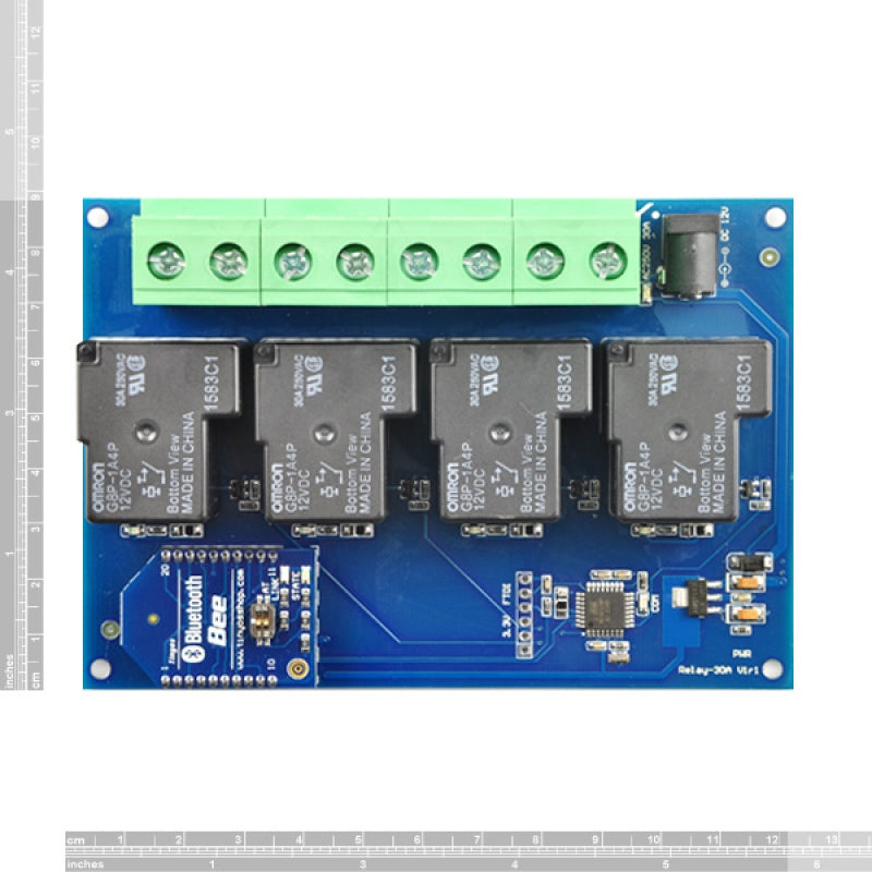 TSRB430 V2 - 4 Channel Bluetooth Smartphone Controlled 30A Relay Board with Enclosure