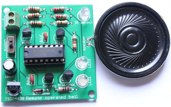 Infrared Remote Operated Musical Bell DIY electronic Kit Using BT66 and CD4017