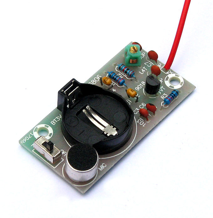 DIY FM transmitter bug kit with a battery holder FREE SHIPPING