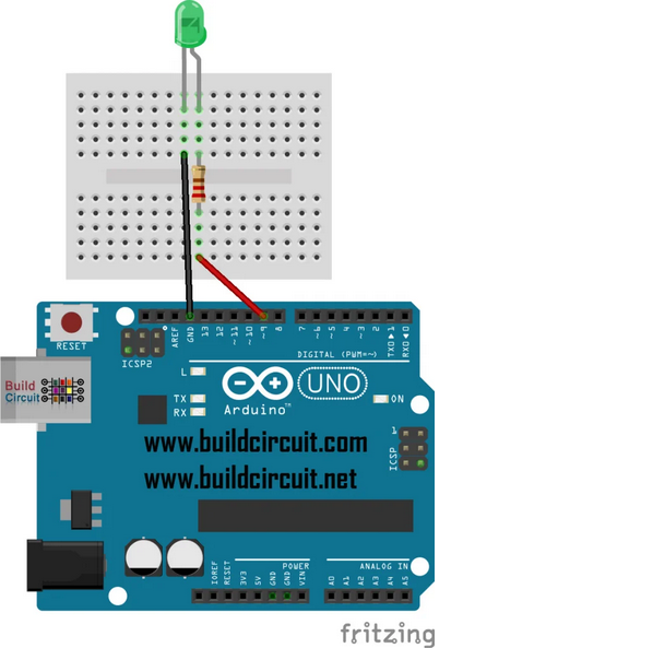 Fading Arduino Arduino LED fade in and fade out effect– BUILDCIRCUITS