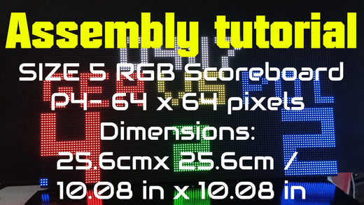 Assembly tutorial for SIZE 5: P4- 64 x 64 pixels. Dimensions: 25.6cmx 25.6cm / 10.08 in x 10.08 in