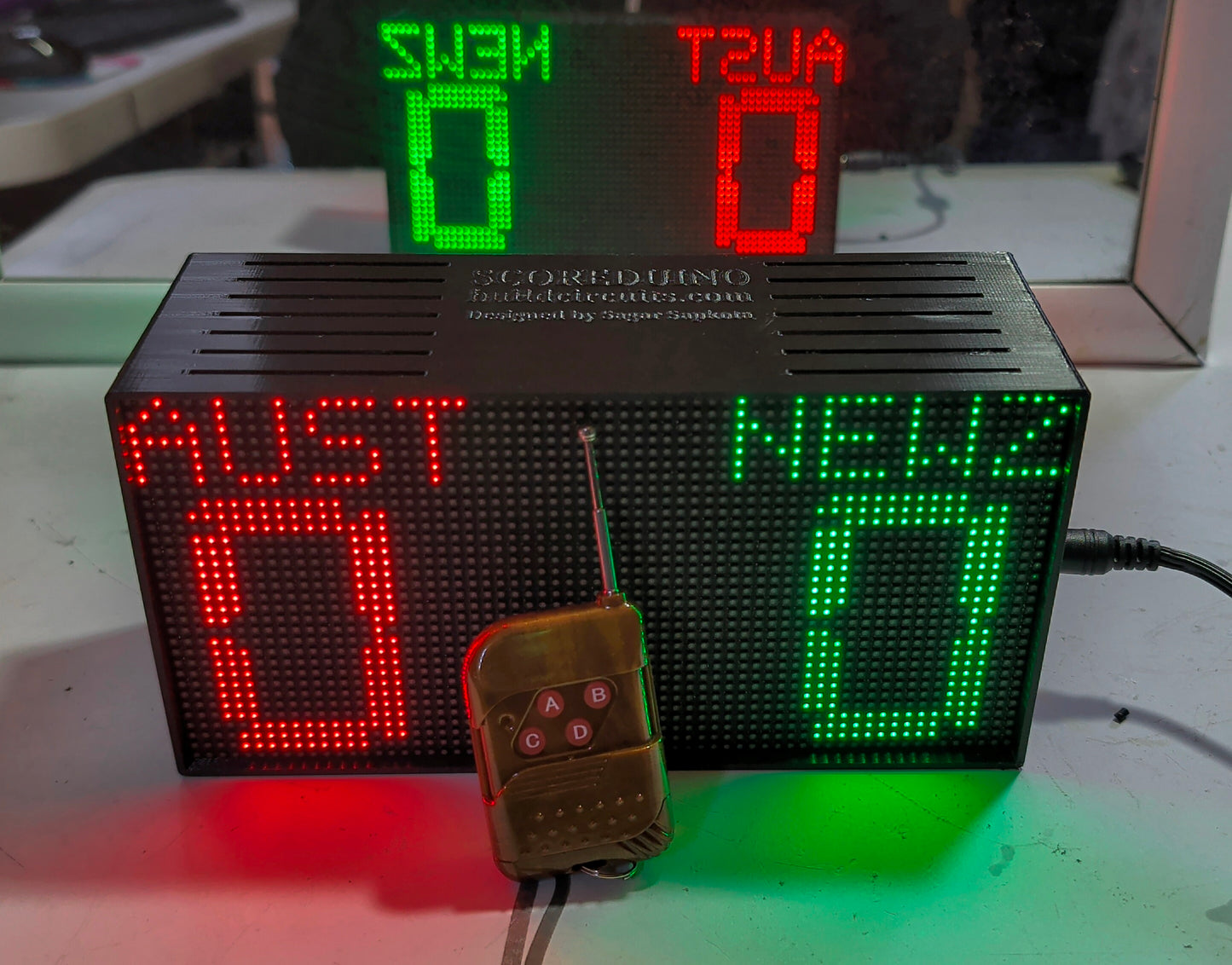Double / Single Sided ESP32 RGB INDOOR Digital Scoreboard with ENCLOSURE- Shuffleboard Scoreboard