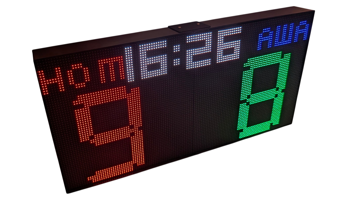 SIZE 1- Wi-Fi controlled Indoor digital scoreboard with 2 chained P4  64x64 pixels RGB LED matrix- 51.2cmx25.6cm / 20.16 in×10.08 in / 1.68 feet×0.84 feet
