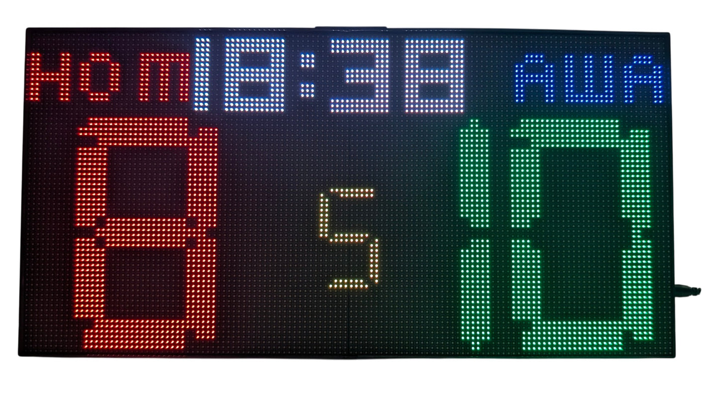 SIZE 1- Wi-Fi controlled Indoor digital scoreboard with 2 chained P4  64x64 pixels RGB LED matrix- 51.2cmx25.6cm / 20.16 in×10.08 in / 1.68 feet×0.84 feet