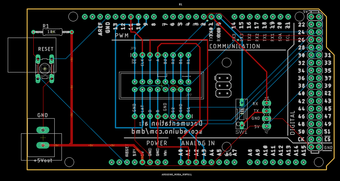 Arduino Mega Shield  For RGB LED matrix P10 and P6 displays- DIY Kit Components
