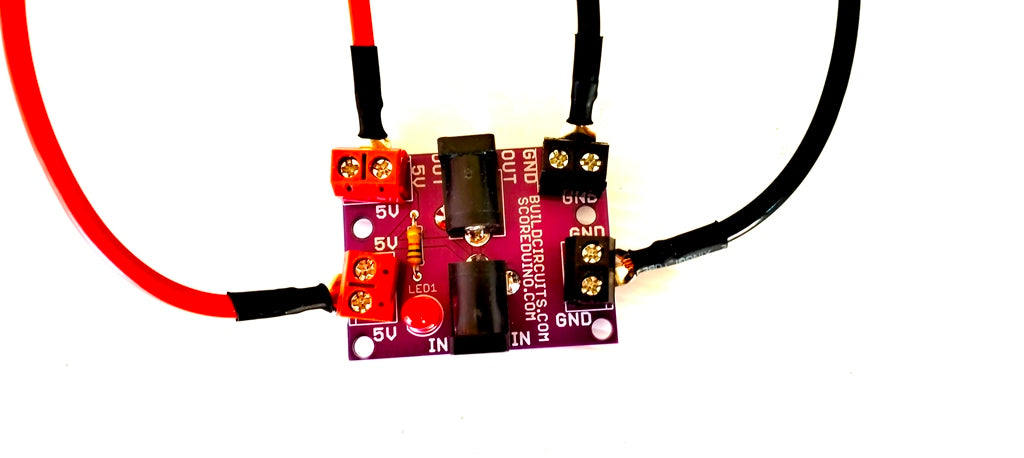 DC barrel to four screw terminals module