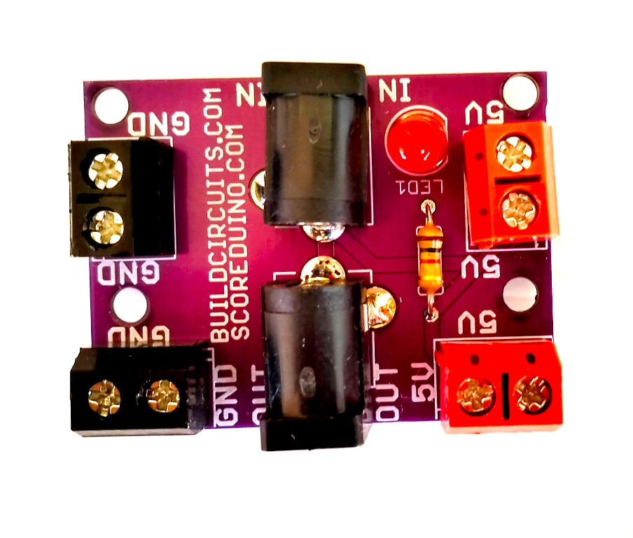 DC barrel to four screw terminals module