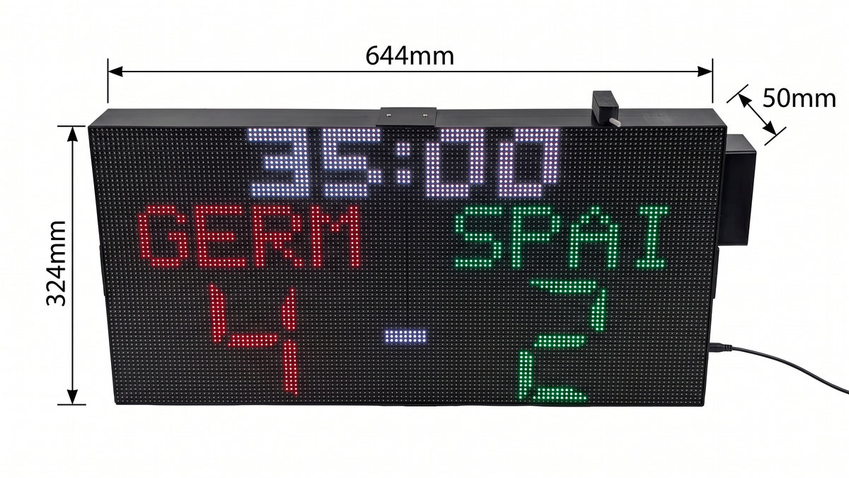 SIZE 4- Wi-Fi controlled Indoor digital scoreboard with 4 chained P5  64x32 pixels RGB LED matrix- 64 cm×32 cm /  25.2 inches×12.6 inches