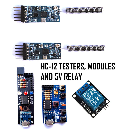 ATtiny85 Based HC-12 Tester Kit Transmitter and Receiver Modules (with Relay Control)