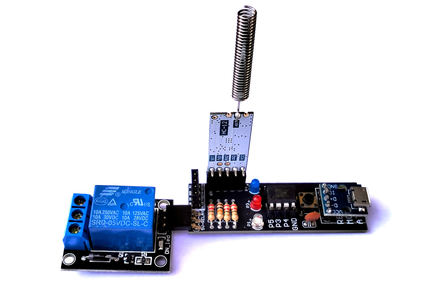 ATtiny85 Based HC-12 Tester Kit Transmitter and Receiver Modules (with Relay Control)