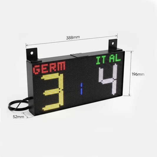 SIZE 3- Wi-Fi controlled Indoor digital scoreboard with 2 chained P3  64x64 pixels RGB LED matrix- 38.4cm x 19.2cm / 15.12 inches ×7.56 inches