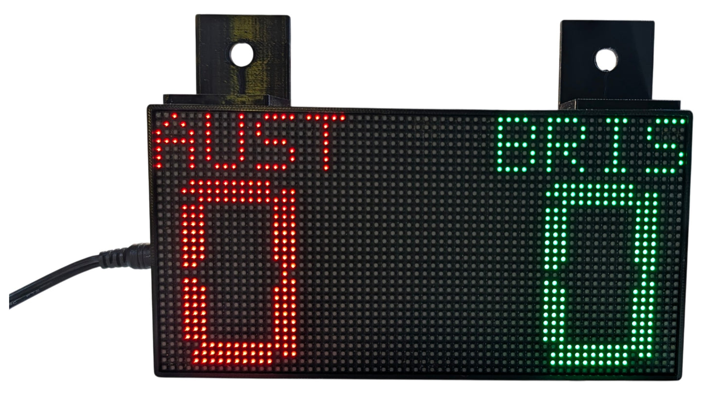 Double / Single Sided ESP32 RGB INDOOR Digital Scoreboard with ENCLOSURE- Shuffleboard Scoreboard