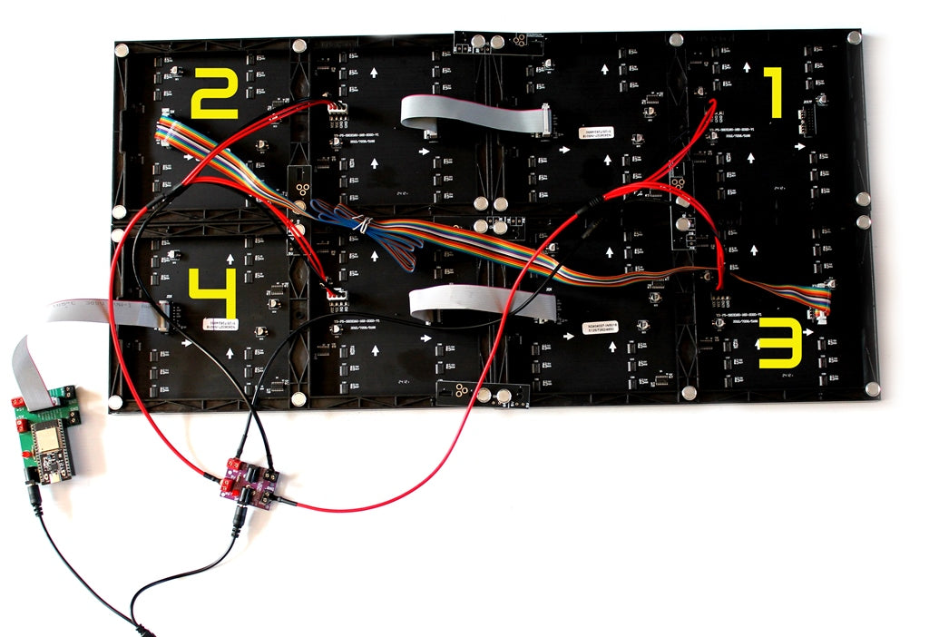 SIZE 4- Wi-Fi controlled Indoor digital scoreboard with 4 chained P5  64x32 pixels RGB LED matrix- 64 cm×32 cm /  25.2 inches×12.6 inches