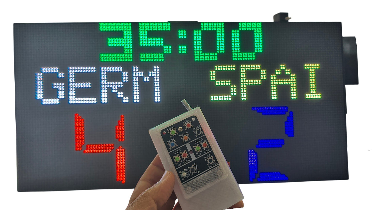 SIZE 4- Wi-Fi controlled Indoor digital scoreboard with 4 chained P5  64x32 pixels RGB LED matrix- 64 cm×32 cm /  25.2 inches×12.6 inches