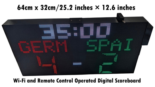 SIZE 4- Wi-Fi controlled Indoor digital scoreboard with 4 chained P5  64x32 pixels RGB LED matrix- 64 cm×32 cm /  25.2 inches×12.6 inches