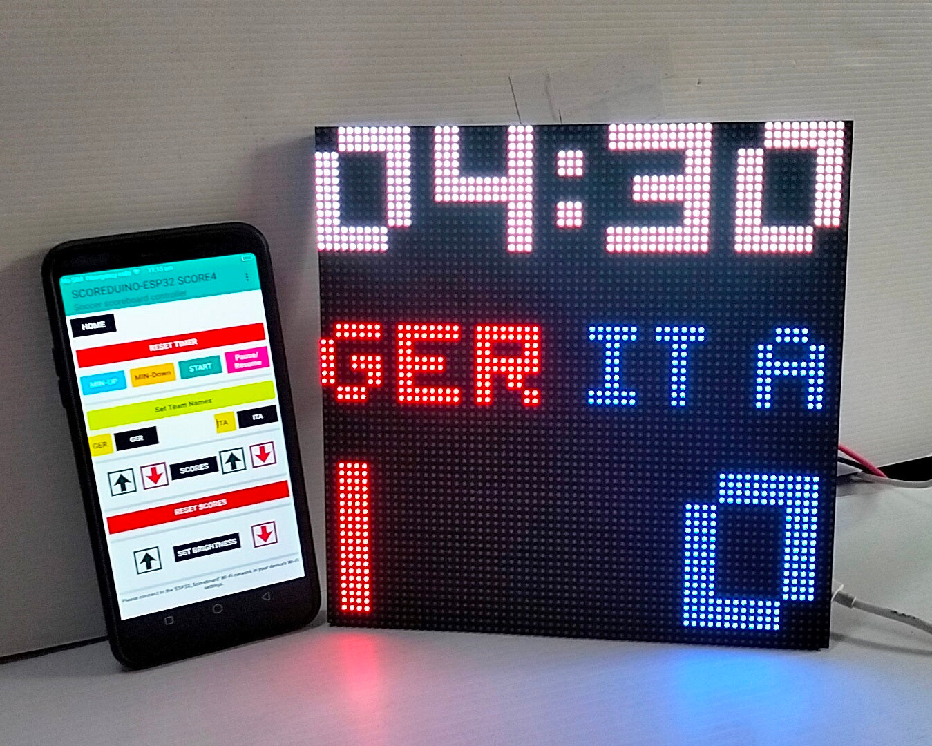 SIZE 6- Wi-Fi controlled Indoor digital scoreboard with P3  64x64 pixels RGB LED matrix- 19.2cmx19.2cm / 7.56 inches×7.56 inches