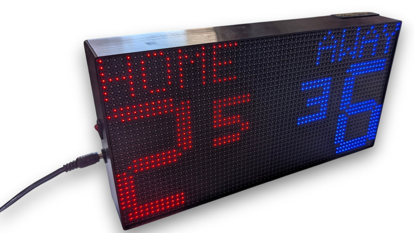 SIZE 7- Wi-Fi controlled Indoor digital scoreboard with P5 64x32 pixels RGB LED matrix- 32cmx16cm / 12.6in x 6.3in / 1.05ft x 0.52ft